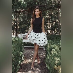 MAC DUGGAL
Black and White Polka Dot Bubble Skirt Mini Dress Size 4 Holidays